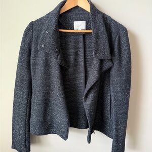 LOFT Charcoal Tweed Open-Front Blazer